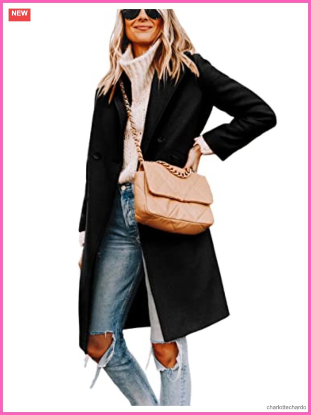 Wool Blend Peacoat Notch Lapel Double-Breasted Winter Coat